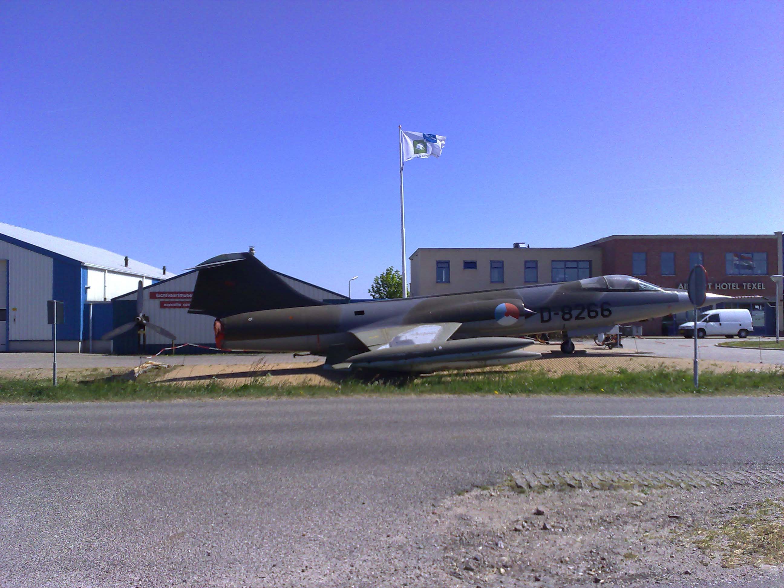 Texel Airport from the road with resident Starfighter